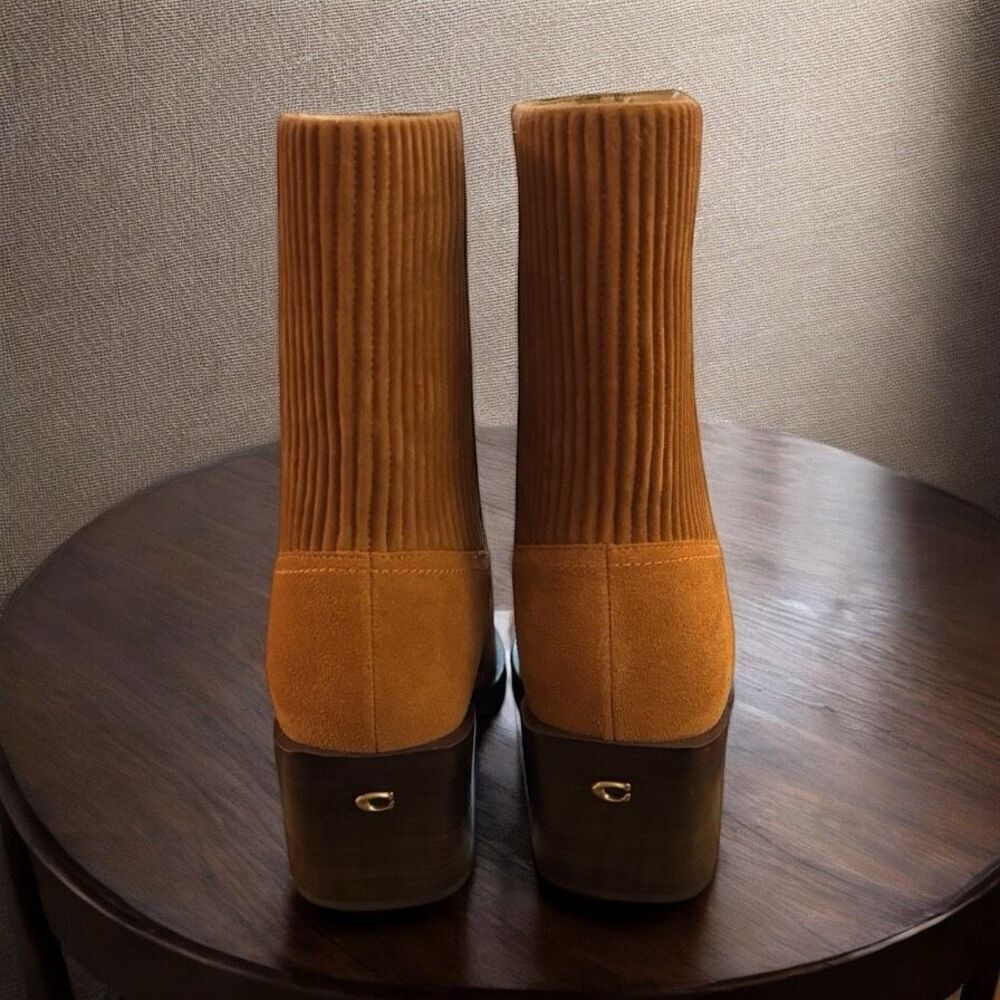 Coach Prestyn CN137 Women's Size 9B Bootie Burnished Amber Suede Ankle Boots NEW - Picture 4 of 8